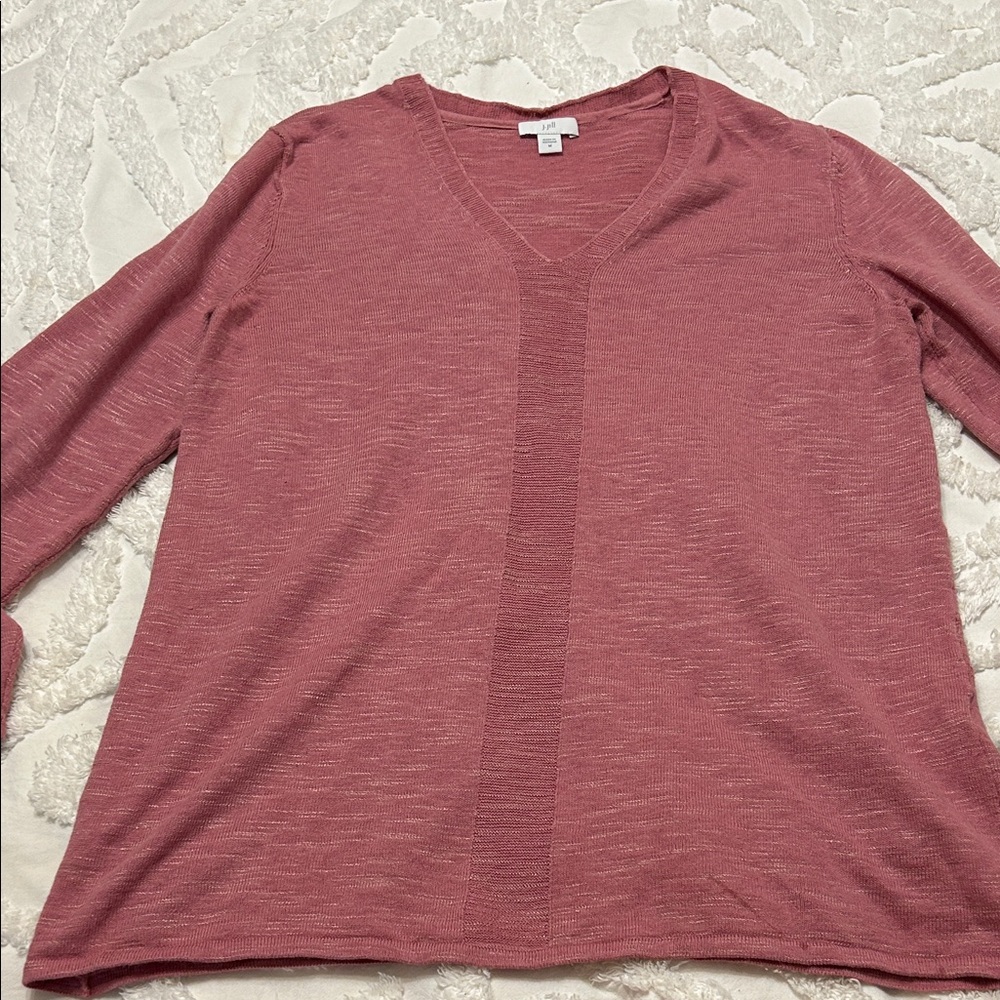 J Jill casual v-neck sweater in dusty rose.